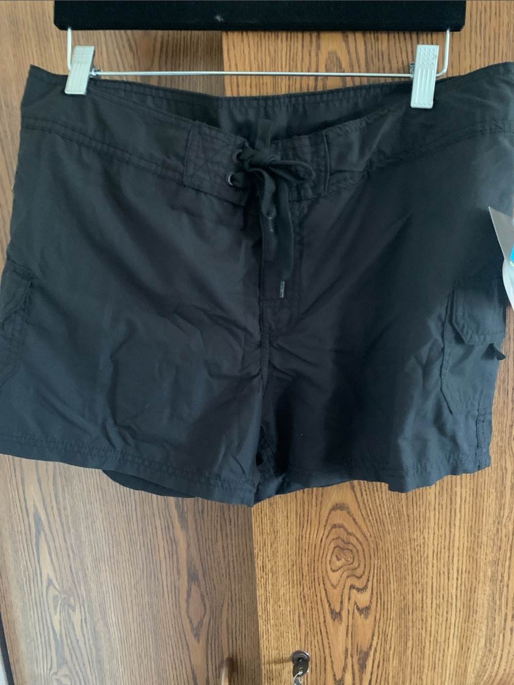Kanu Surf Women’s Black Cargo Swim Shorts with Lace-Up Waist